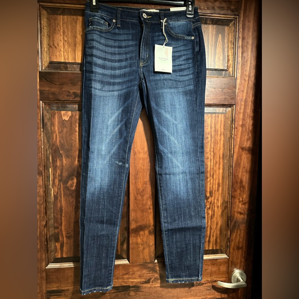 Midrise, super skinny, women’s dark wash jeans, Kancan